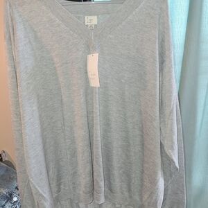 A New Day LIGHT WEIGHT Gray V-Neck Sweater.